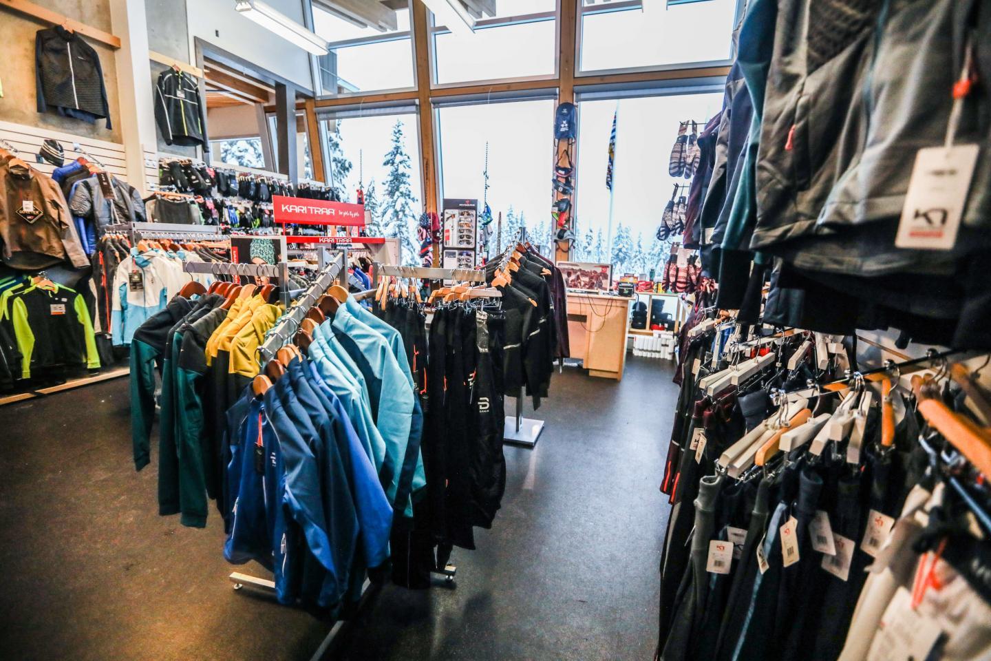 winter equipment in rental shop