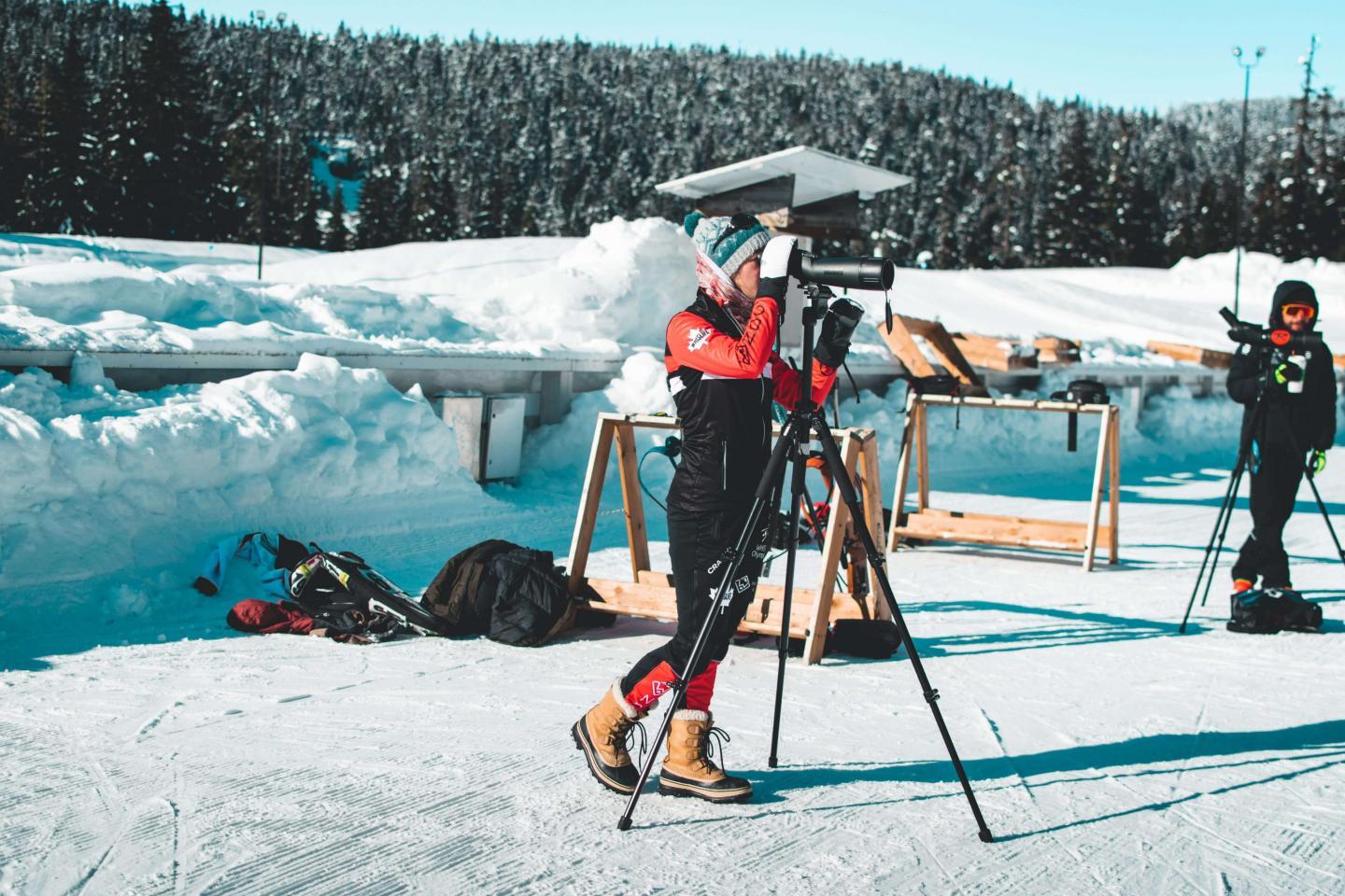 videographer outside at winter sporting event