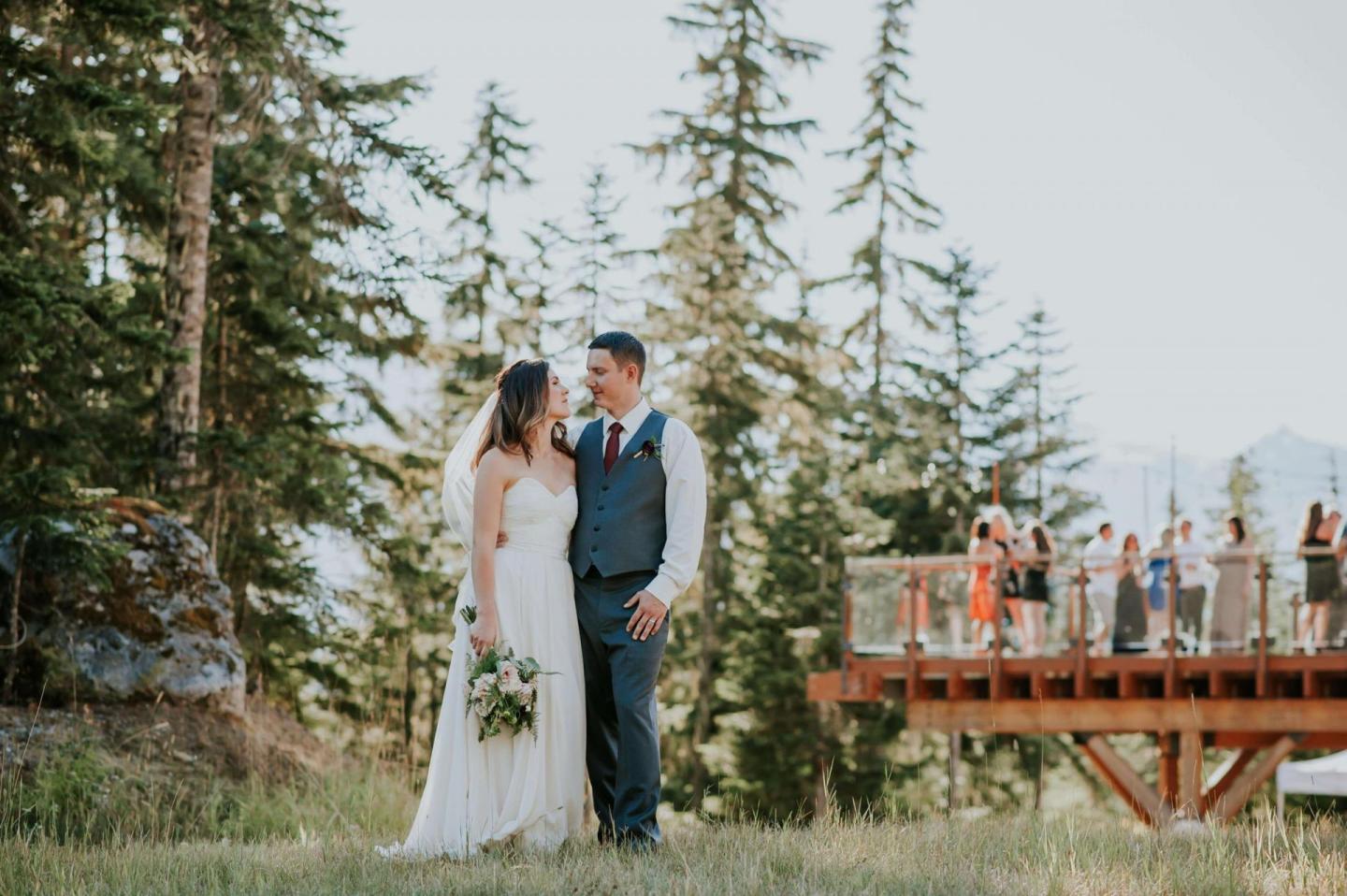 bride and groom at outdoor spring wedding