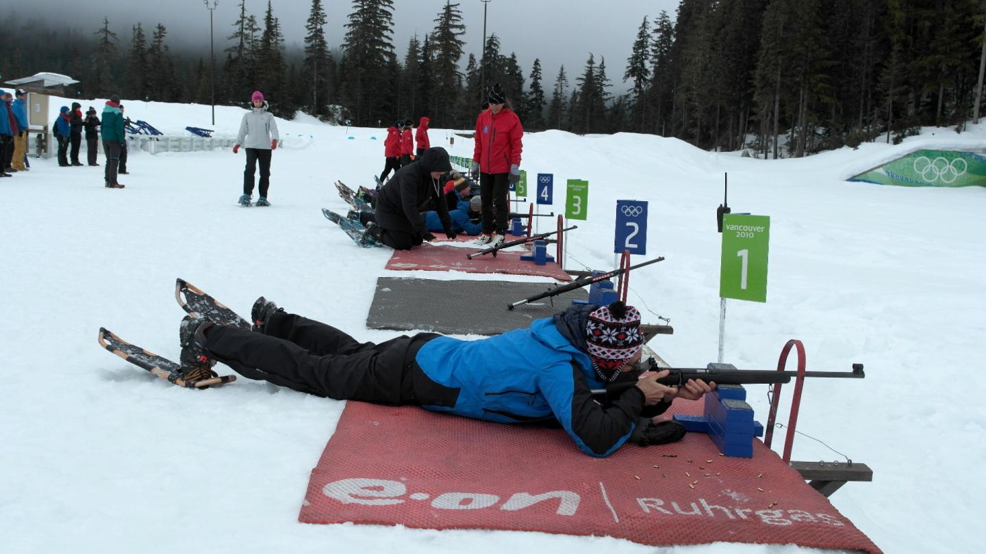 corporate bonding exercise doing biathalon