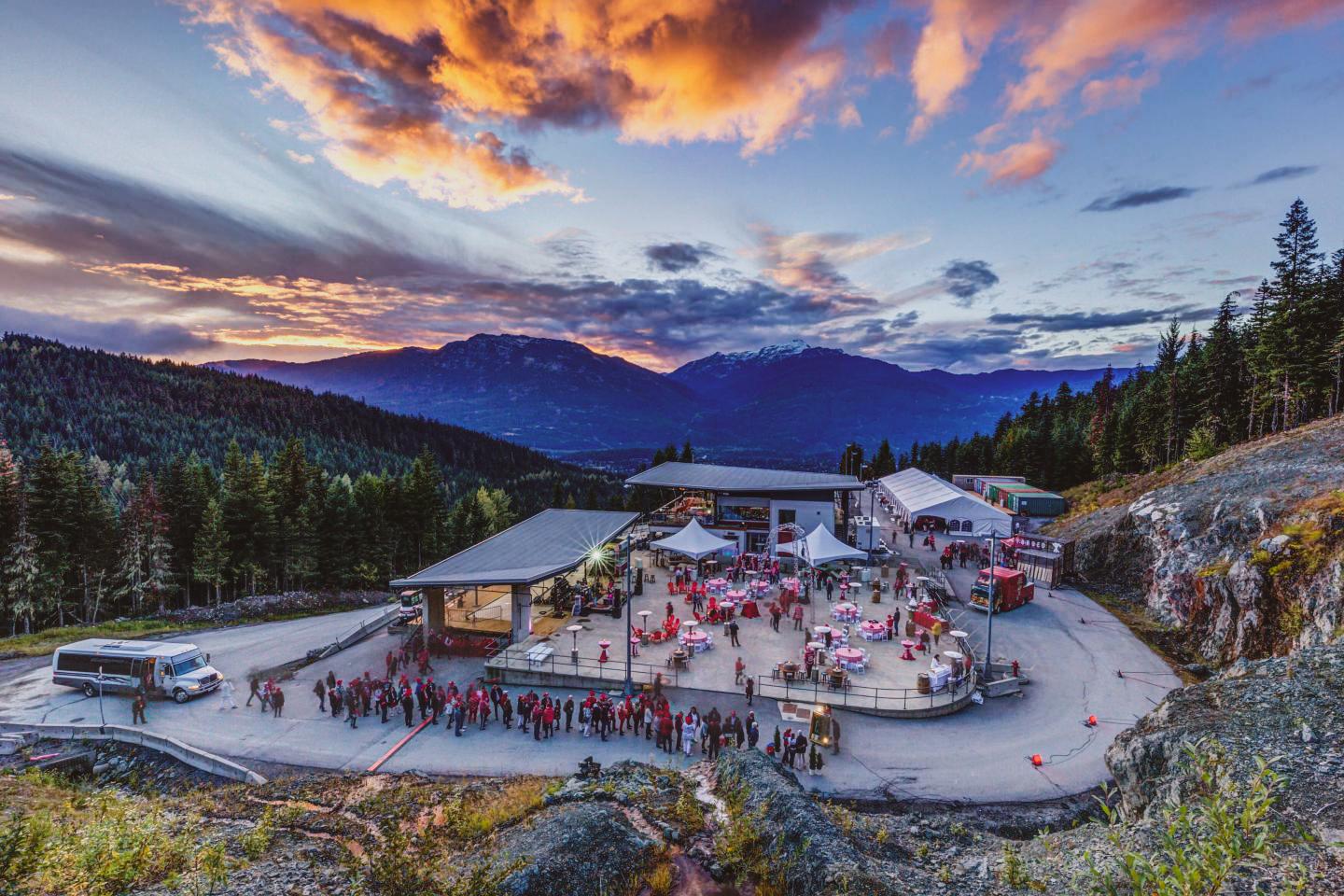 Drone shot of facility at dusk