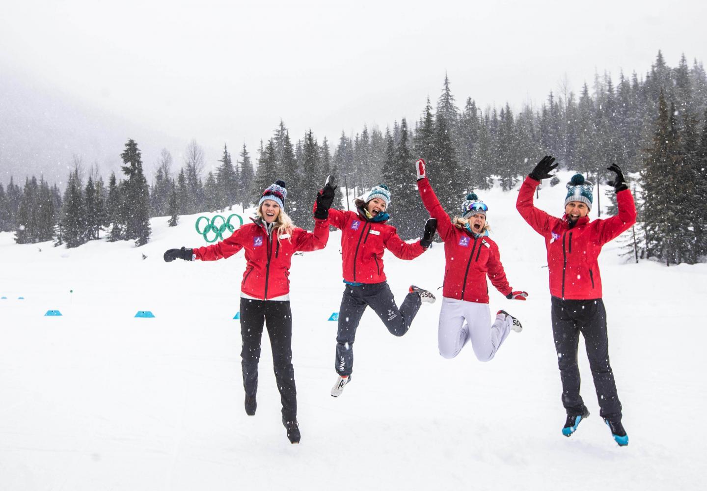 staff photo jumping