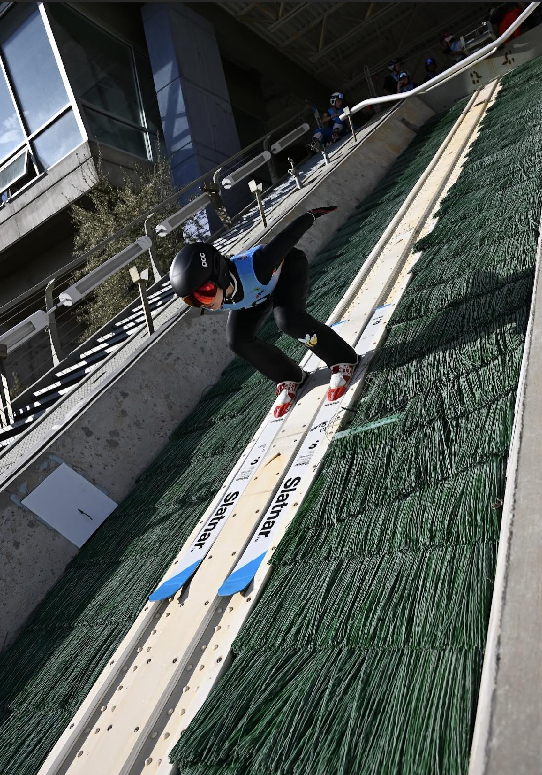 skier at start of jump