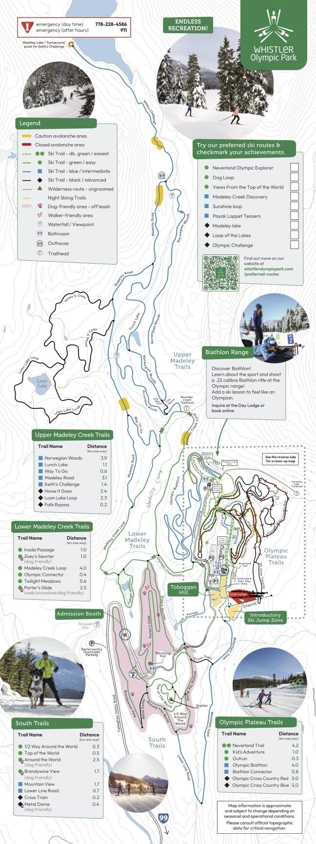 Whistler Olympic Park Ski Trails Map 2025 - 2026 
