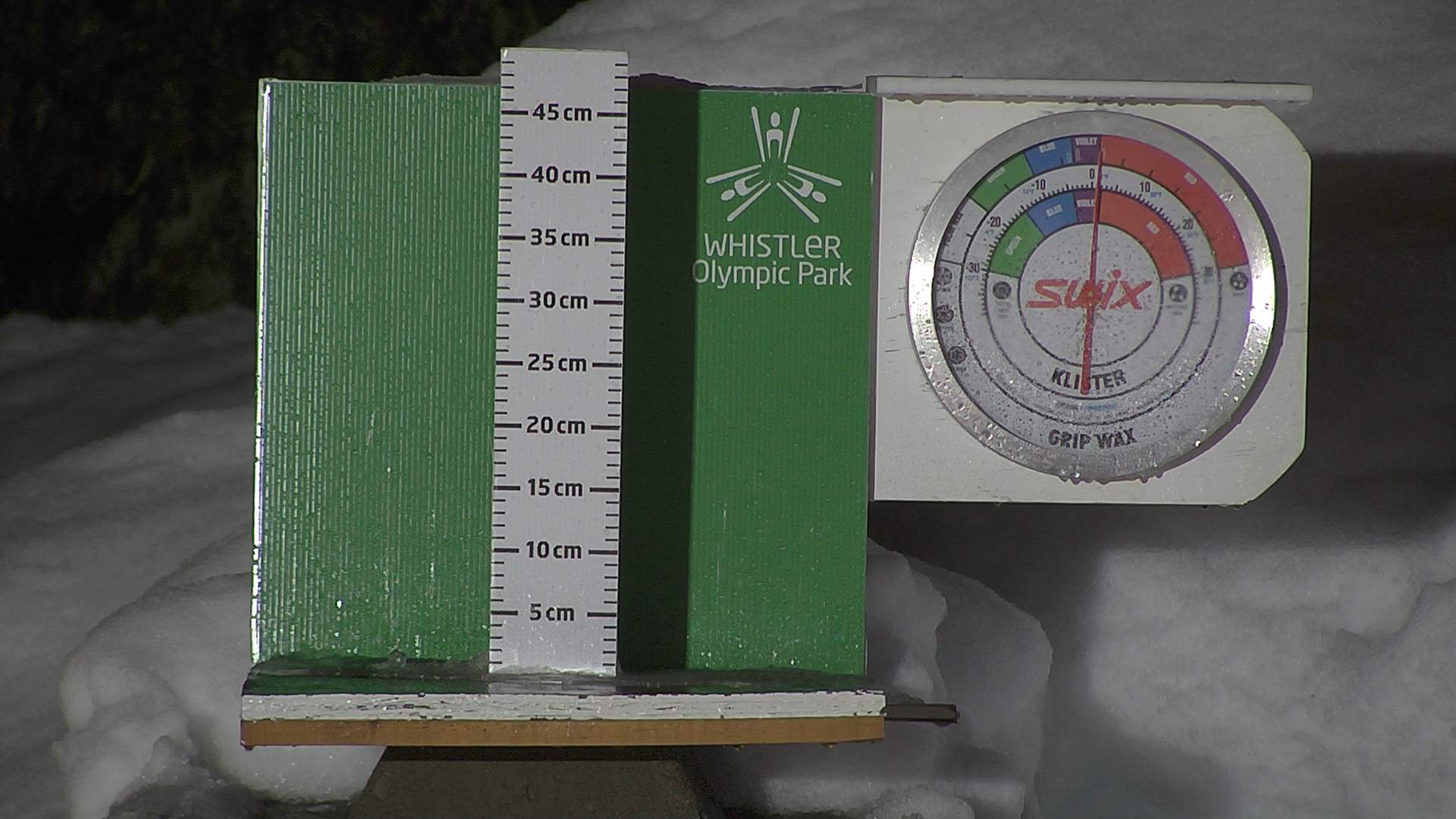 Snow stake cleared daily between 8:30–9:00am. Wax thermometer readings may be higher in direct morning sun.