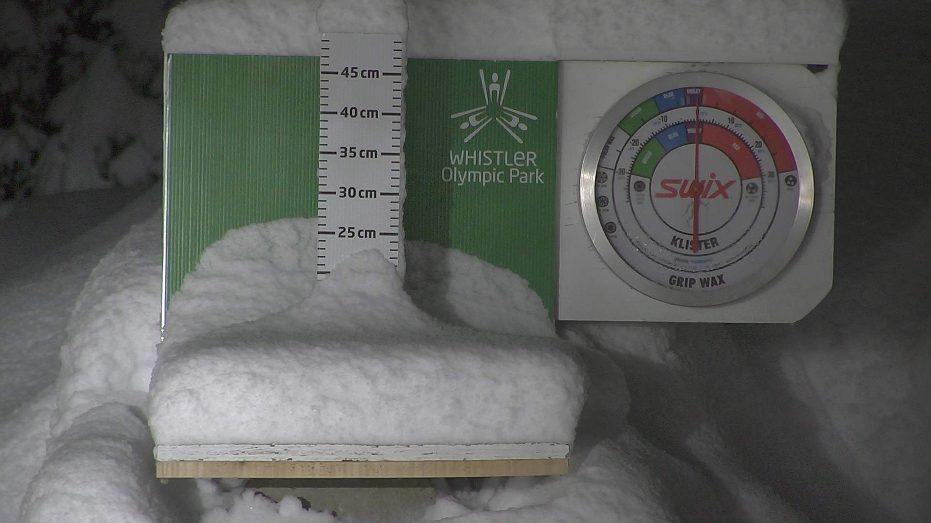 Snow stake cleared daily between 8:30–9:00am. Wax thermometer readings may be higher in direct morning sun.