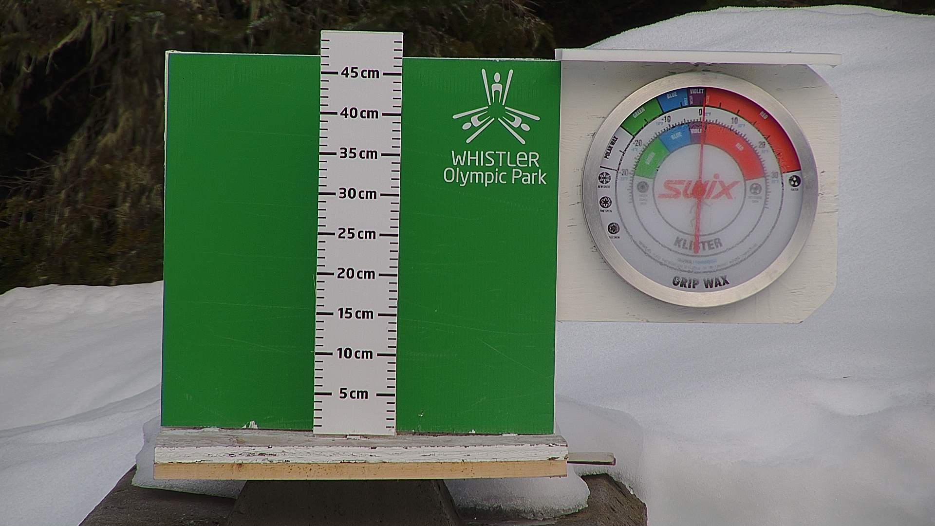 Snow stake cleared daily between 8:30–9:00am. Wax thermometer readings may be higher in direct morning sun.