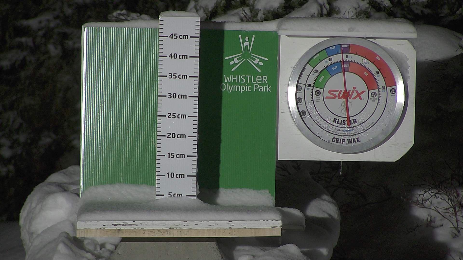 Snow stake cleared daily between 8:30–9:00am. Wax thermometer readings may be higher in direct morning sun.