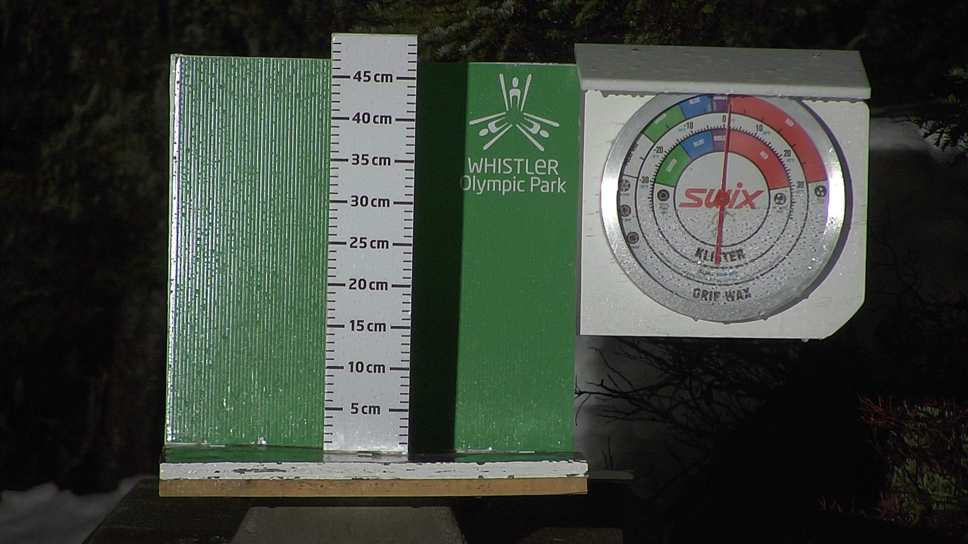 Snow stake cleared daily between 8:30–9:00am. Wax thermometer readings may be higher in direct morning sun.