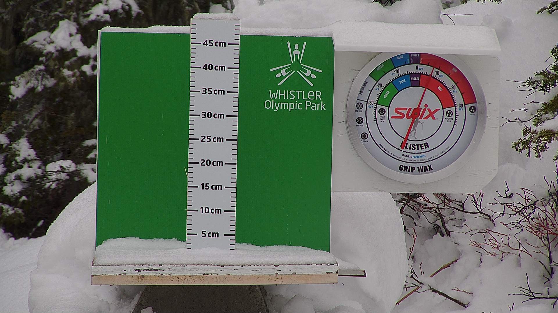 Snow stake cleared daily between 8:30–9:00am. Wax thermometer readings may be higher in direct morning sun.