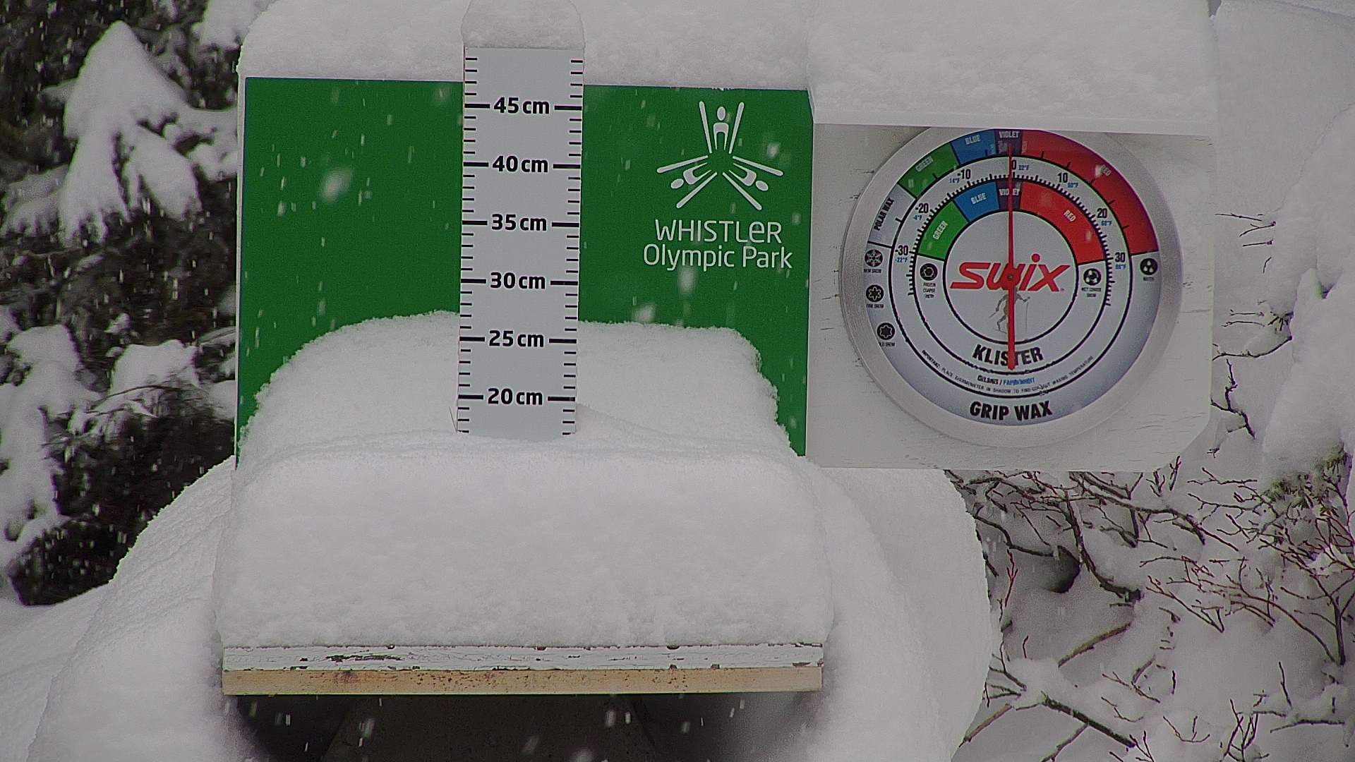 Snow stake cleared daily between 8:30–9:00am. Wax thermometer readings may be higher in direct morning sun.