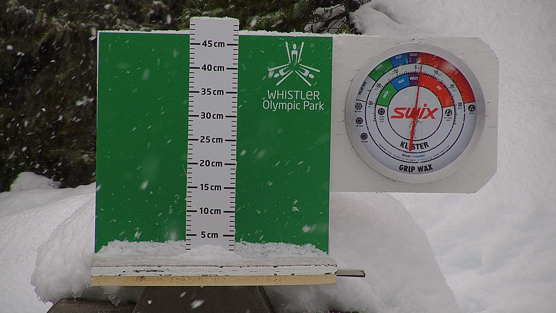 Snow stake cleared daily between 8:30–9:00am. Wax thermometer readings may be higher in direct morning sun.