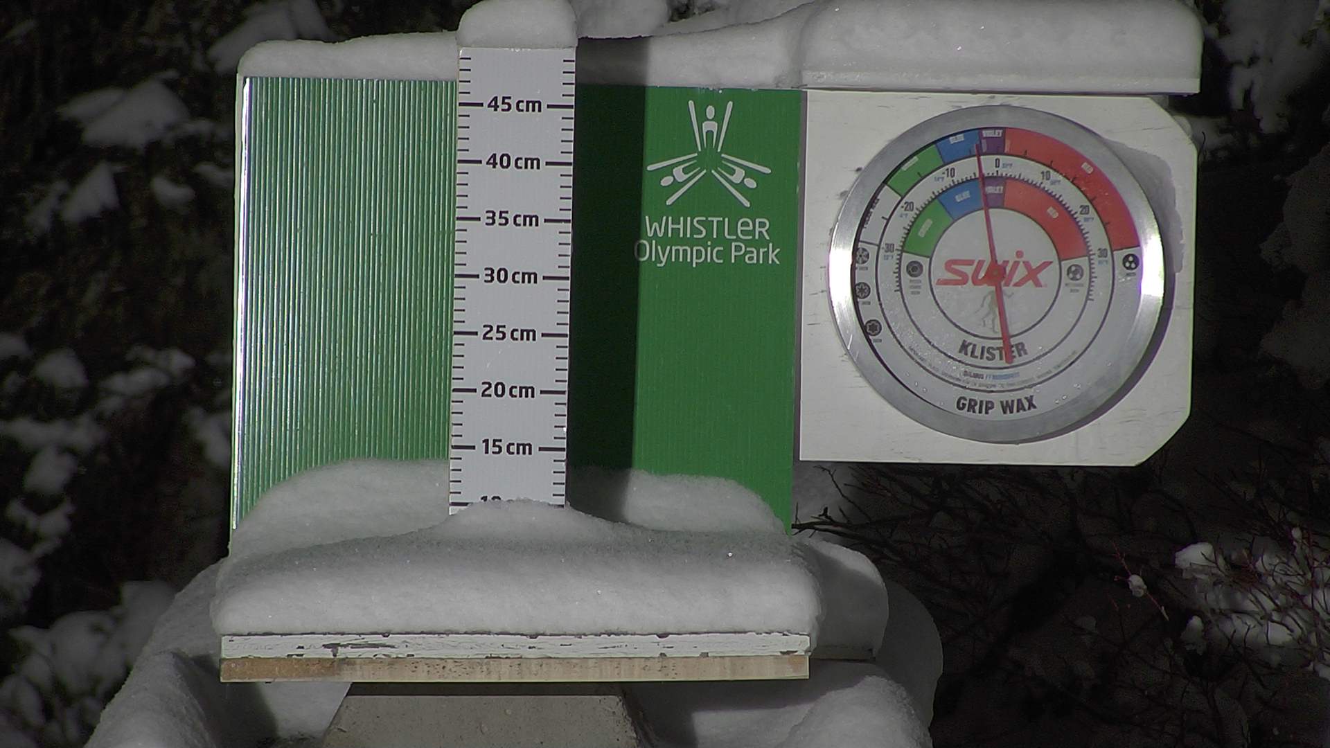 Snow stake cleared daily between 8:30–9:00am. Wax thermometer readings may be higher in direct morning sun.
